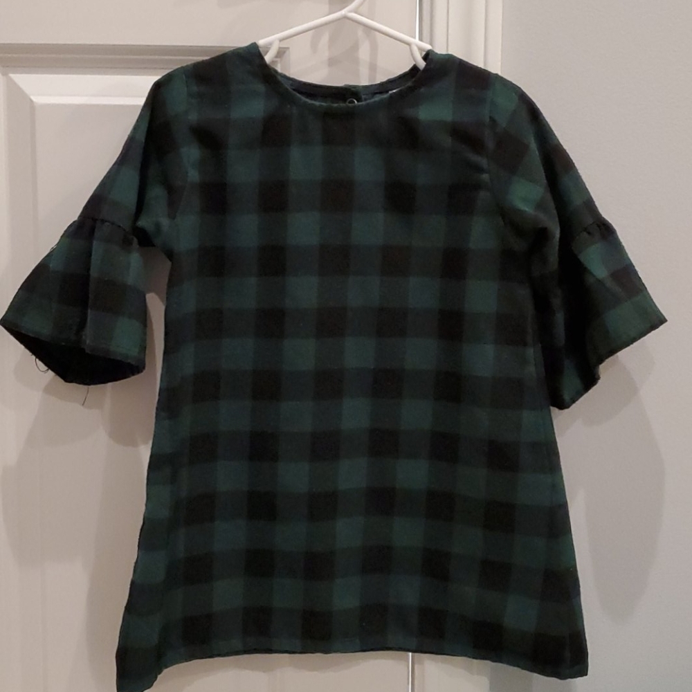 4T Green & black bell sleeve shirt/tunic